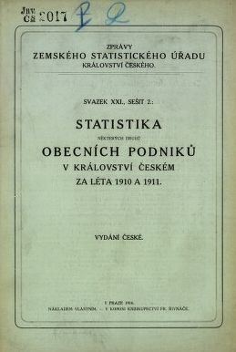 Statistika některých druhů obecních podniků v Království českém za léta 1910 a 1911
