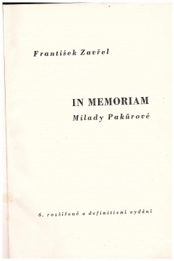 In memoriam Milady Pakůrkové