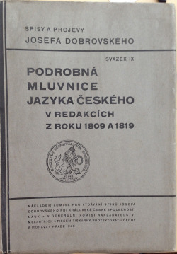 Podrobná mluvnice jazyka českého v redakcích z roku 1809 a 1819