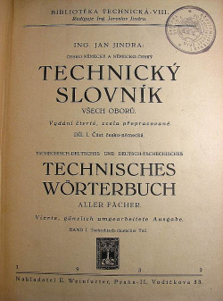 Technický slovník všech oborů I. díl část česko-německá