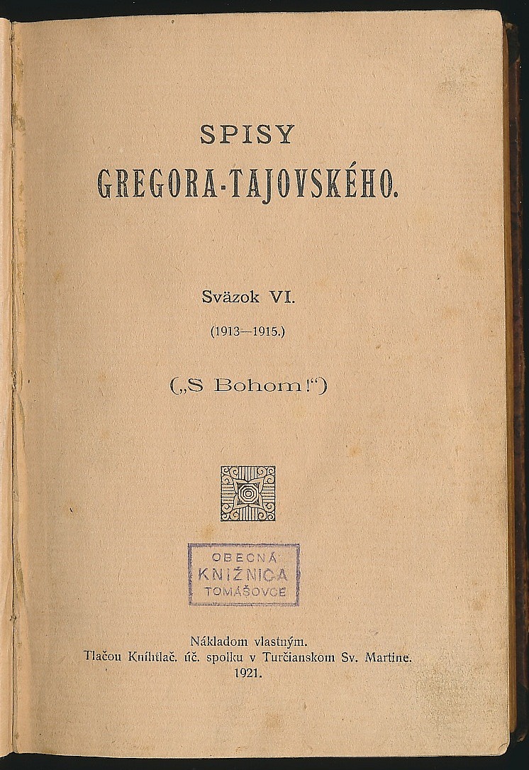 Spisy Gregora-Tajovského VI.