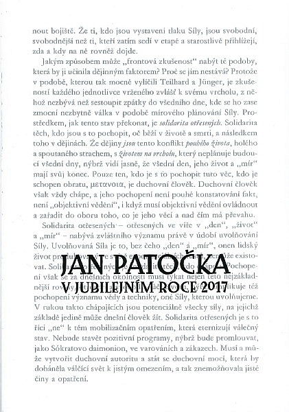 Jan Patočka v jubilejním roce 2017