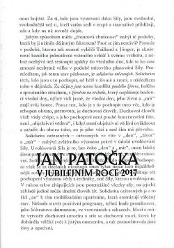 Jan Patočka v jubilejním roce 2017