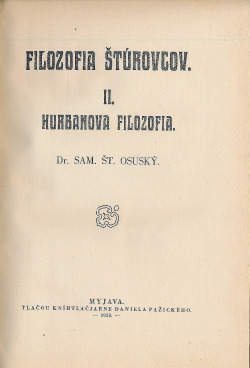 Filozofia Štúrovcov II. - Hurbanova filozofia