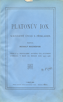 Platonův Ion soustavný úvod s překladem
