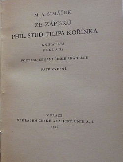 Ze zápisků phil. stud. Filipa Kořínka I.
