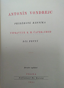 Antonín Vondrejc: Příběhové básníka. Díl první obálka knihy