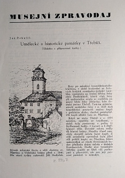 Musejní  zpravodaj - Umělecké a historické památky v Třebíči - Ukázka z připravené knihy obálka knihy