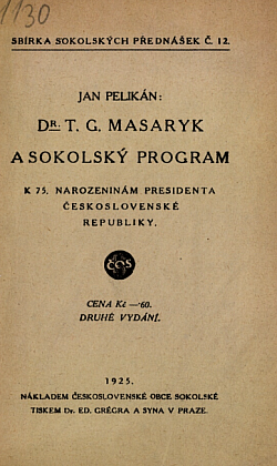 Dr. T. G. Masaryk a sokolský program obálka knihy