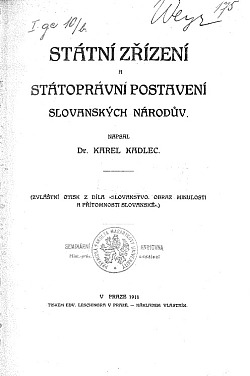 Státní zřízení a státoprávní postavení slovanských národův