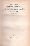 Československá literatura toleranční 1781-1861. Svazek první